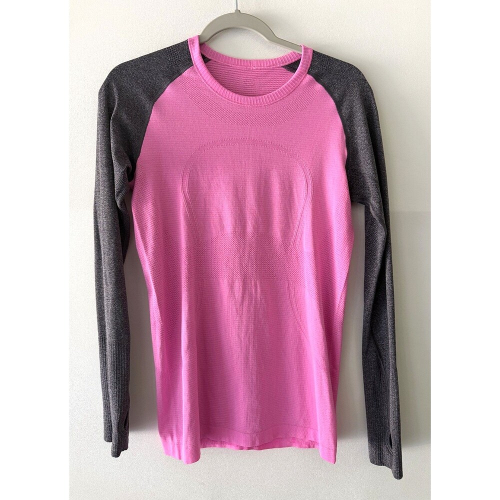 Lululemon Swiftly Tech Long Sleeve Shirt Womens 6 Pink Gray Gym Workout Tee
